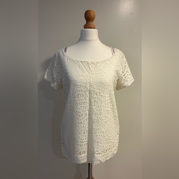 Ikks ICODE white lace short sleeve blouse size small - Picture 1 of 13